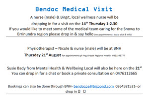 Bendoc Medical Visits